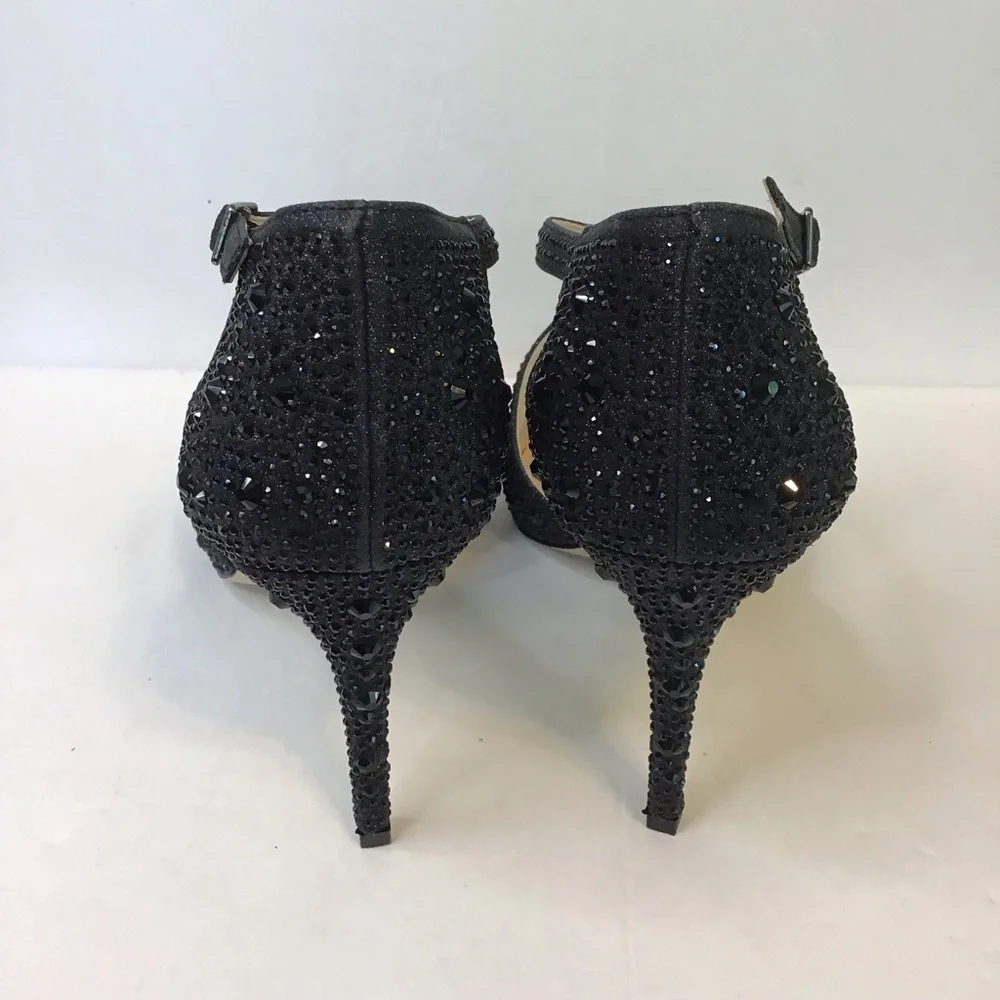 JESSICA SIMPSON Women's ACCILE Black Rhinestone Sparkle Stiletto Heels 8.5 NEW